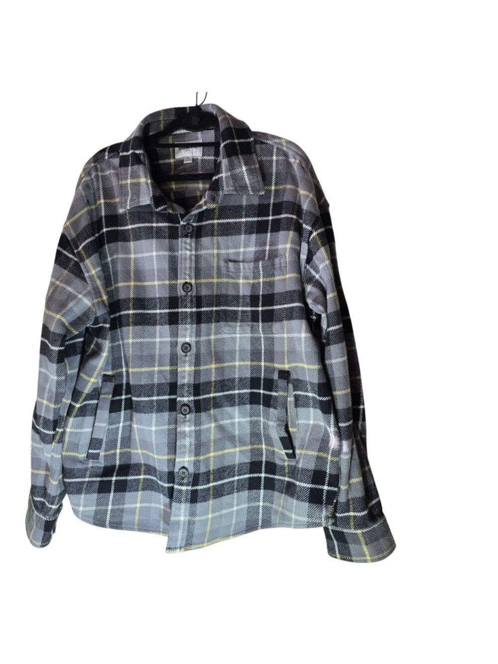 Mens flannel shirt Goodfellow & Co XL Gray Black 100% Cotton work winter
